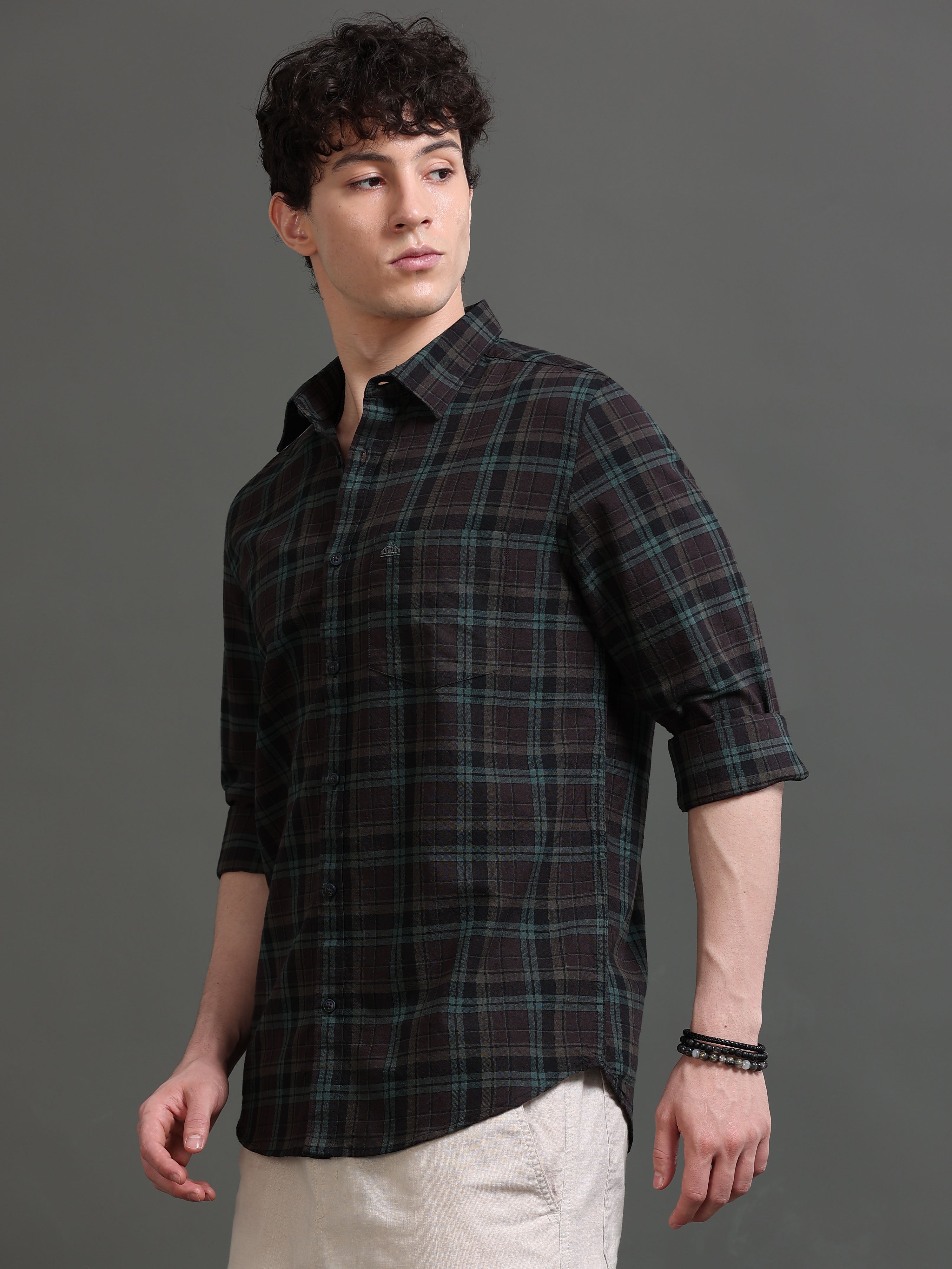 Men Smart Slim Fit Tartan Checks Checked Casual Shirt