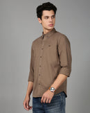 Men Smart Slim Fit Solid Button-Down Collar Cotton Casual Shirt