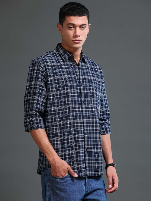 Men's Premium Oxford Checks Blue Shirt