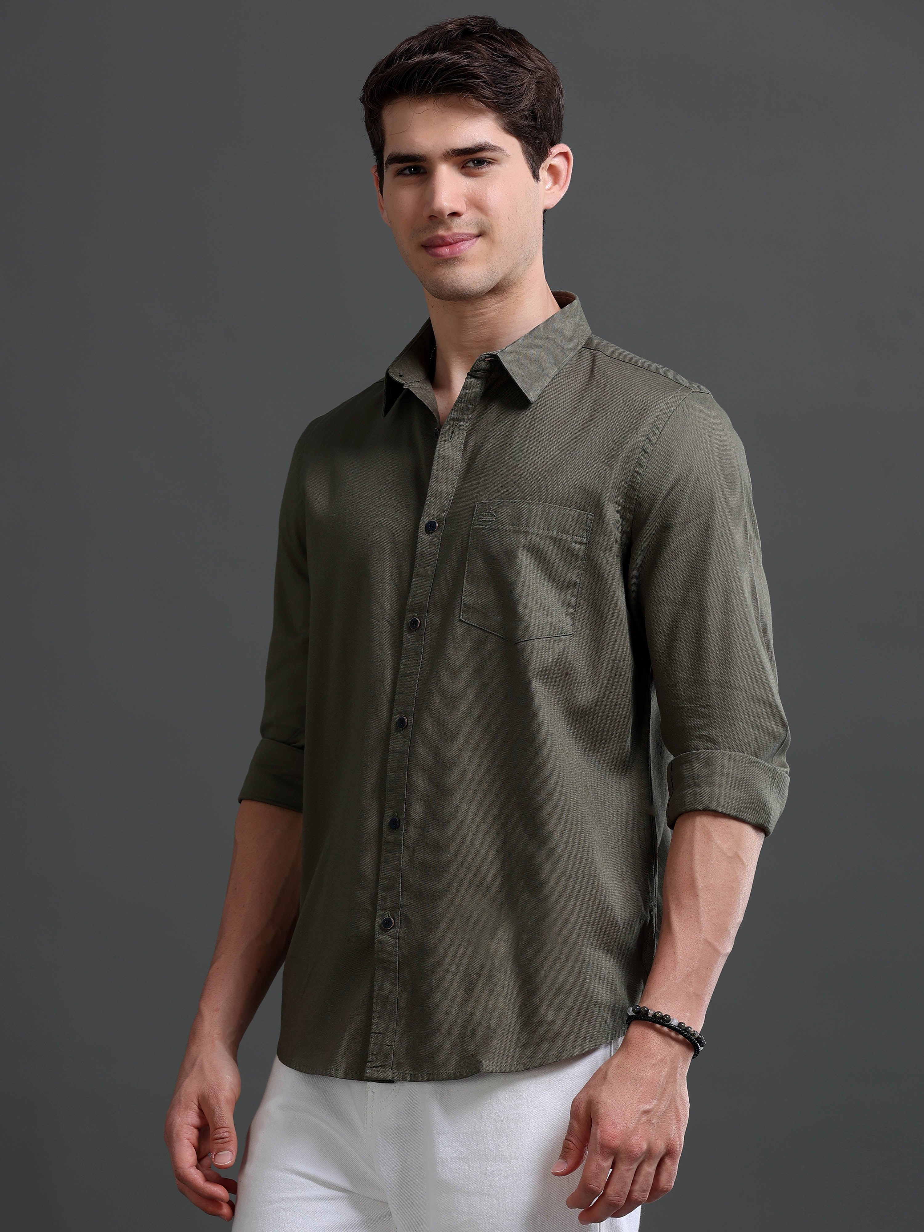 Men's Bird Eye Slim Fit  Dobby Shirt