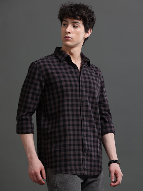 Men Smart Slim Fit Gingham Checks Checked Casual Shirt