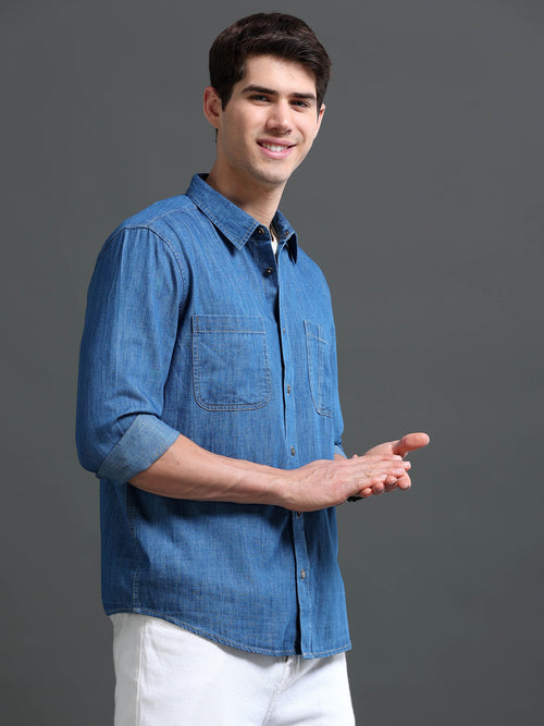 Men's Indigo Denim Slim Fit Shirt