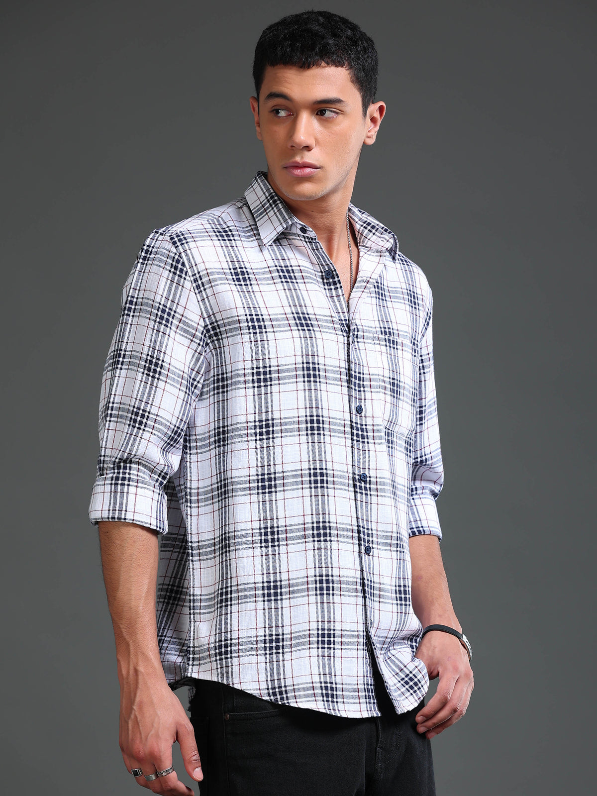 Men Herringbone Checks Shirts