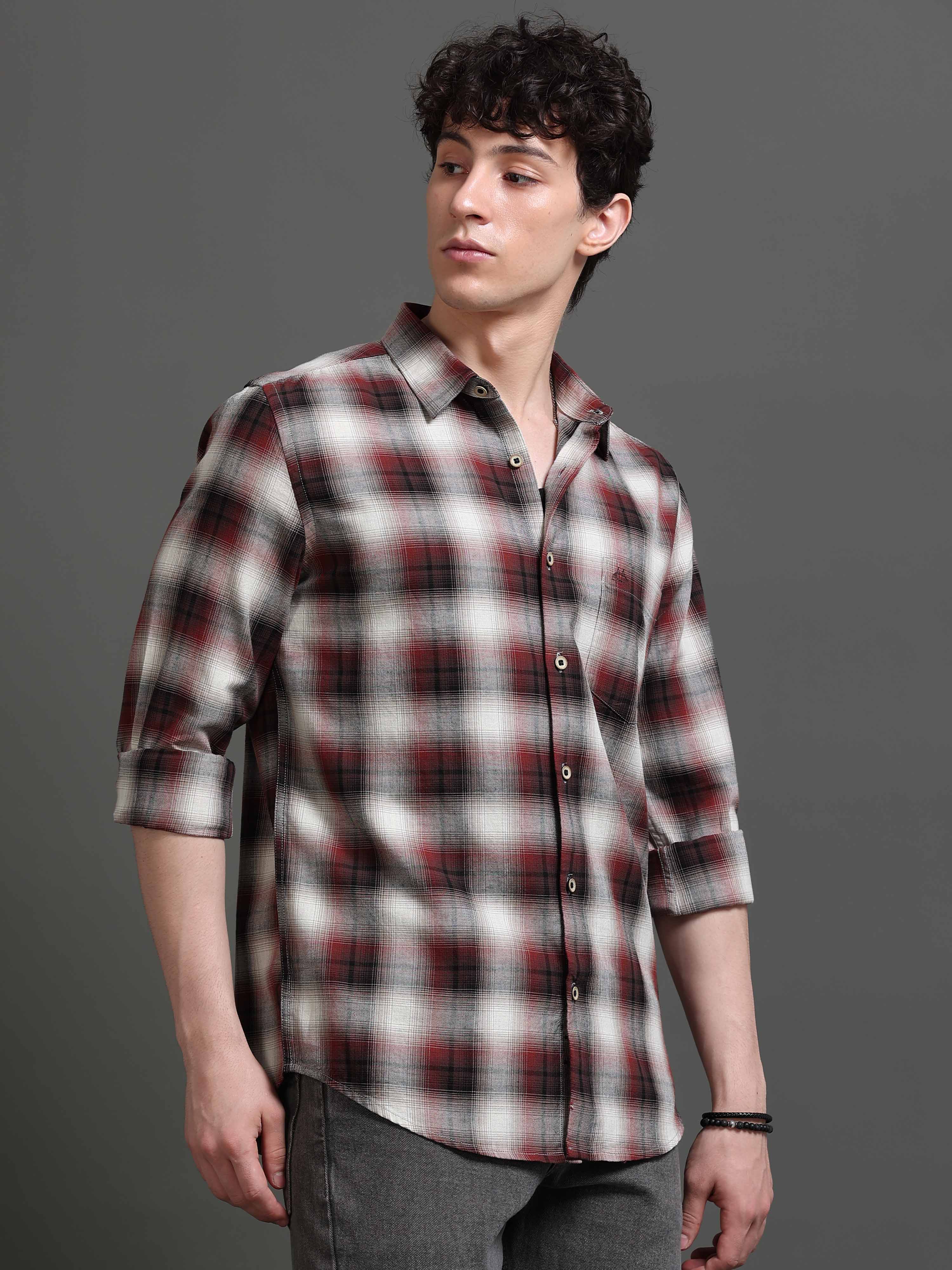 Men Smart Slim Fit Tartan Checks Checked Casual Shirt