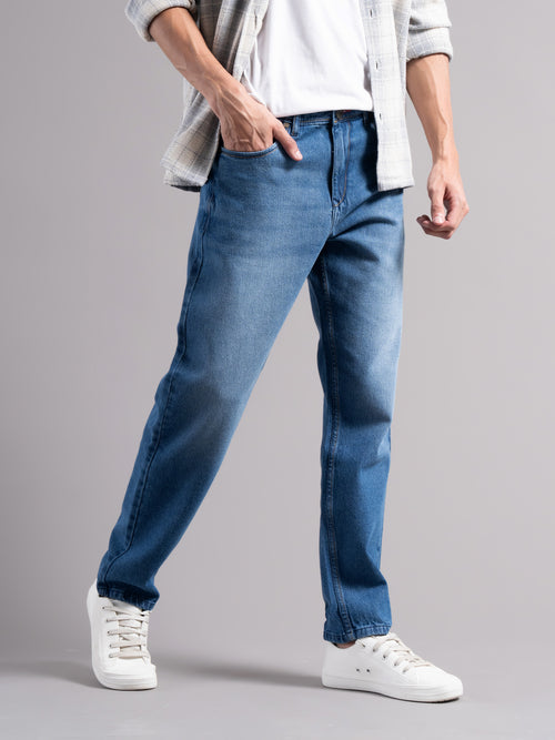 Men Smart Slim Fit Mid-Rise Light Fade Jeans