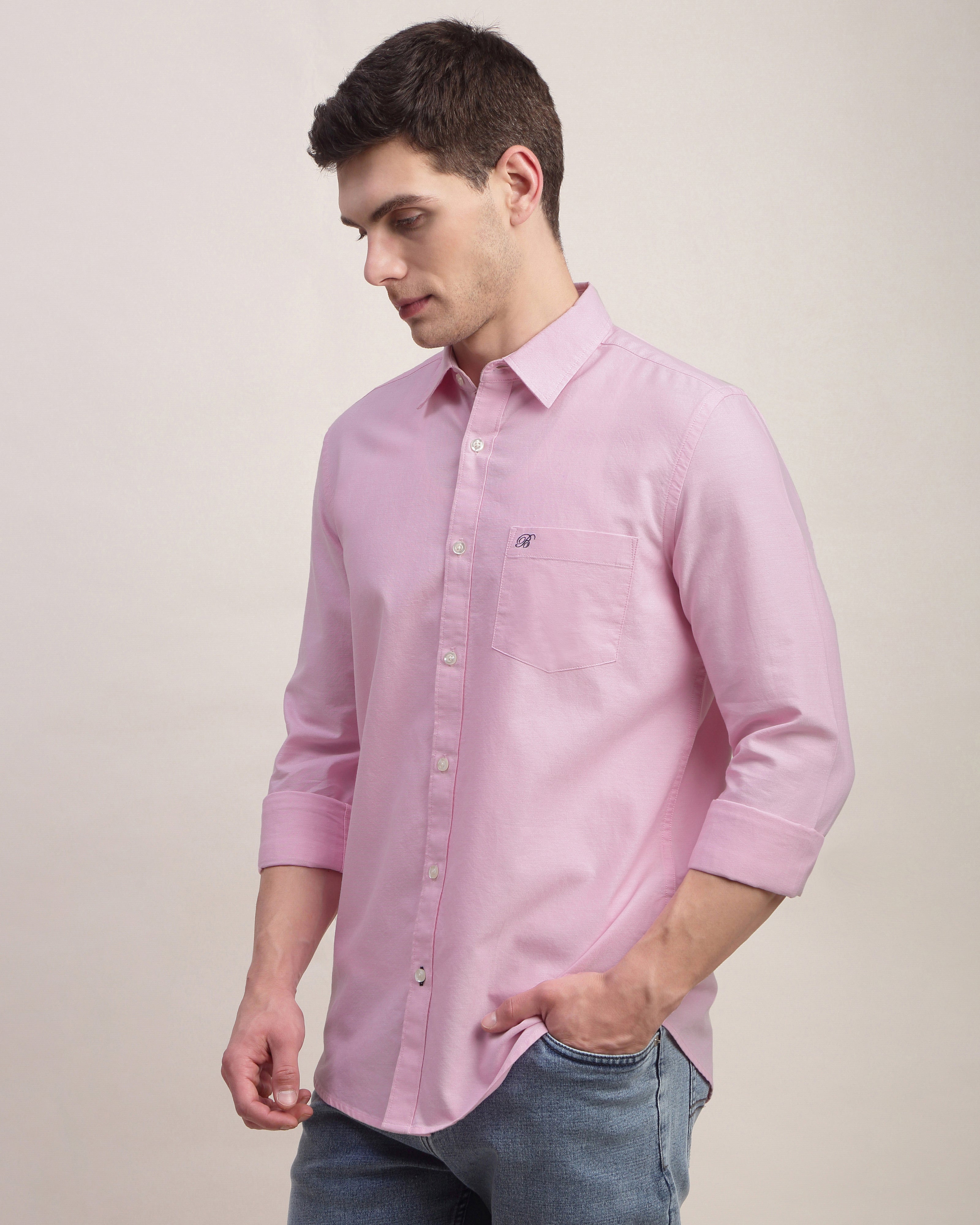 Men Slim Fit Oxford Cotton Casual Shirt