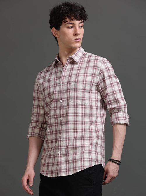 Men Smart Slim Fit Checked Casual Shirt