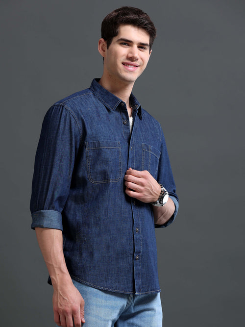 Men's Indigo Denim Slim Fit Shirt
