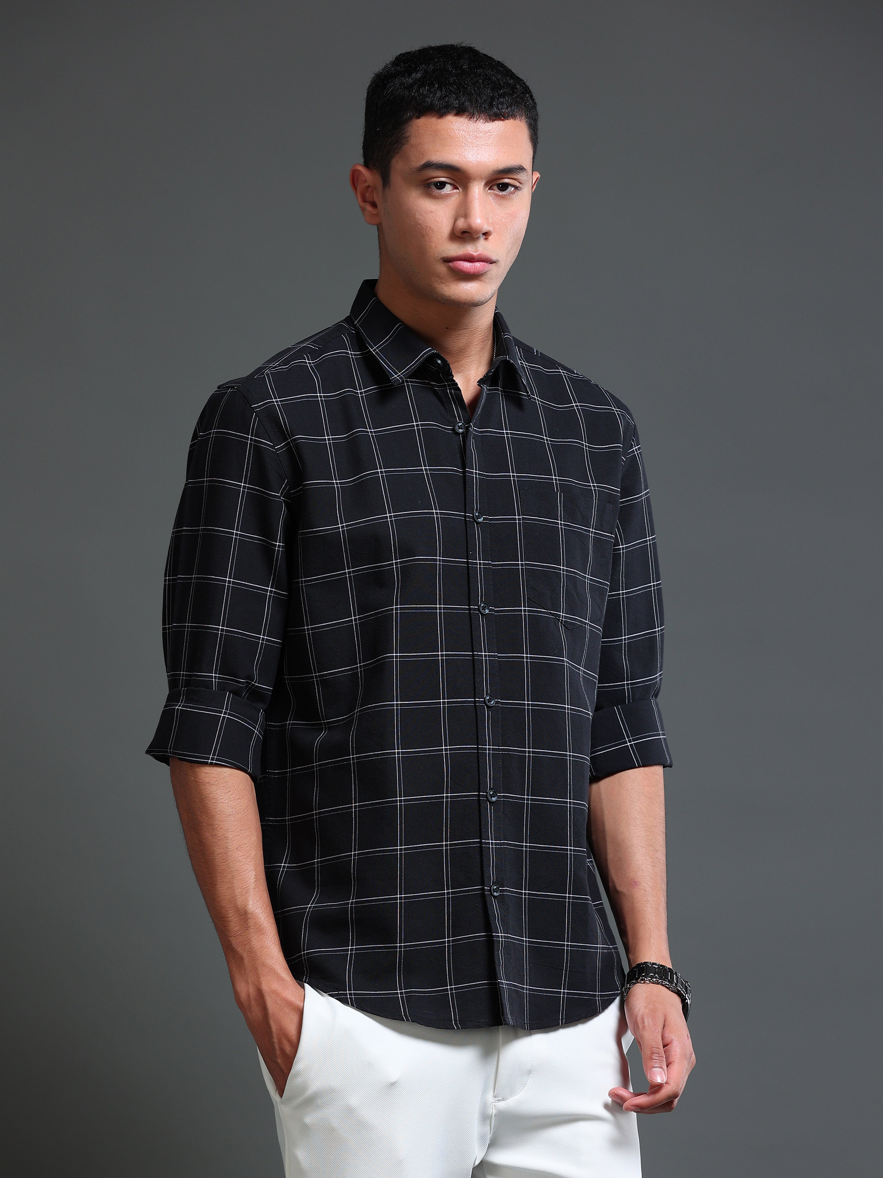 Men's Premium Oxford Black Checks Shirt