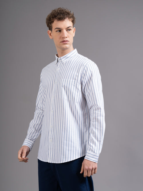 Men Striped Button-Down Collar Smart Slim Fit Shirt