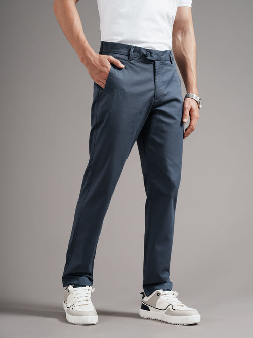 Men Tailored Low-Rise Chinos Trousers