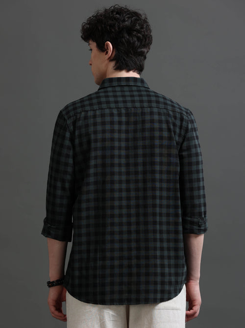 Men Smart Slim Fit Buffalo Checks Checked Casual Shirt