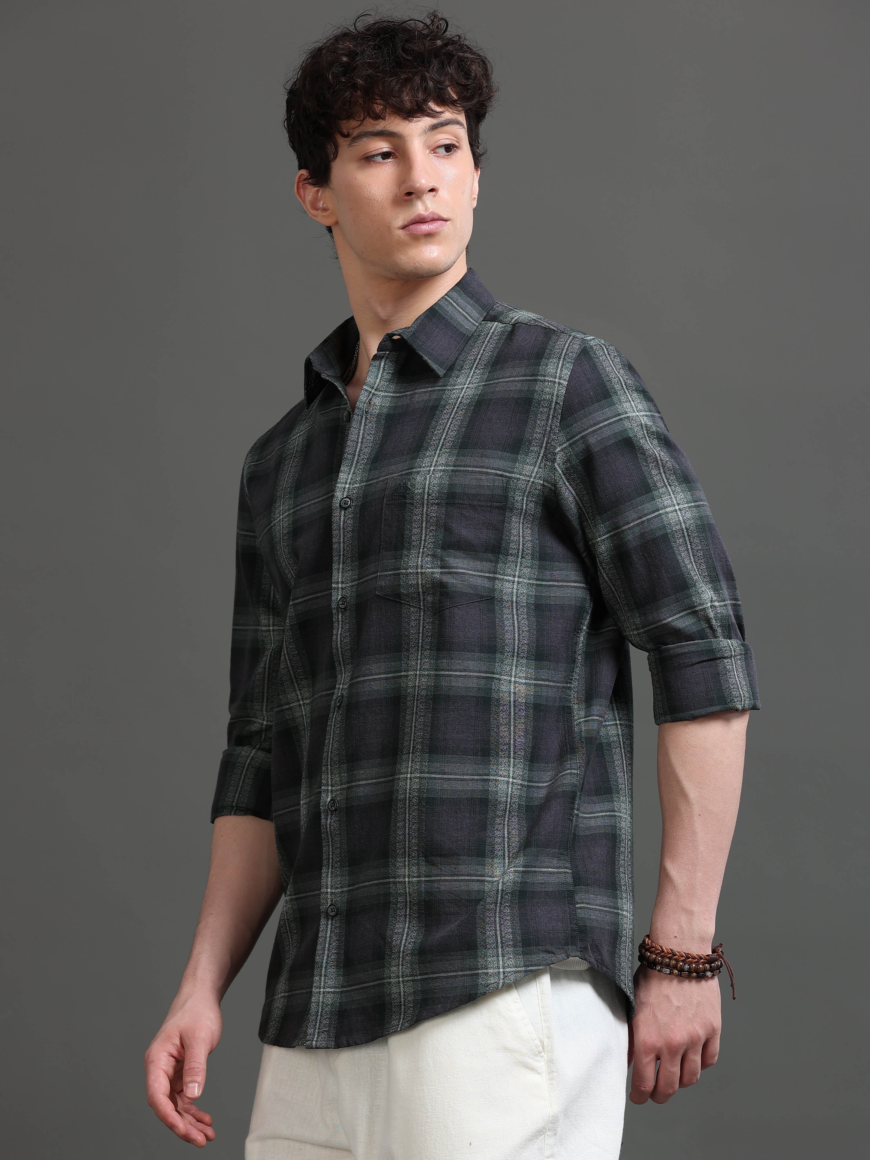 Men Smart Slim Fit Tartan Checks Checked Casual Shirt