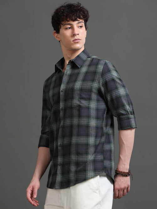 Men Smart Slim Fit Tartan Checks Checked Casual Shirt