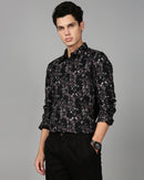 Smart Slim Fit Floral Printed Spread Collar Cotton Casual Shirt
