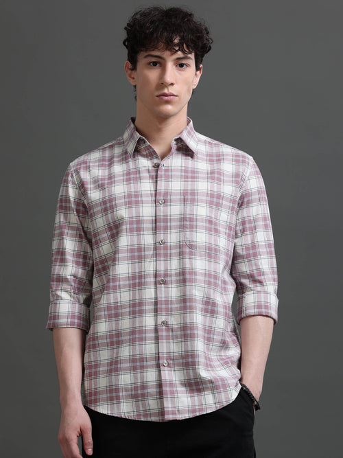 Men Smart Slim Fit Checked Casual Shirt