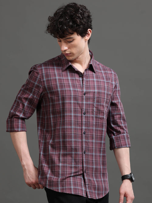 Men Smart Slim Fit Tartan Checks Checked Casual Shirt