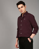Comfort Slim Fit Vertical Striped Button-Down Collar Casual Shirt
