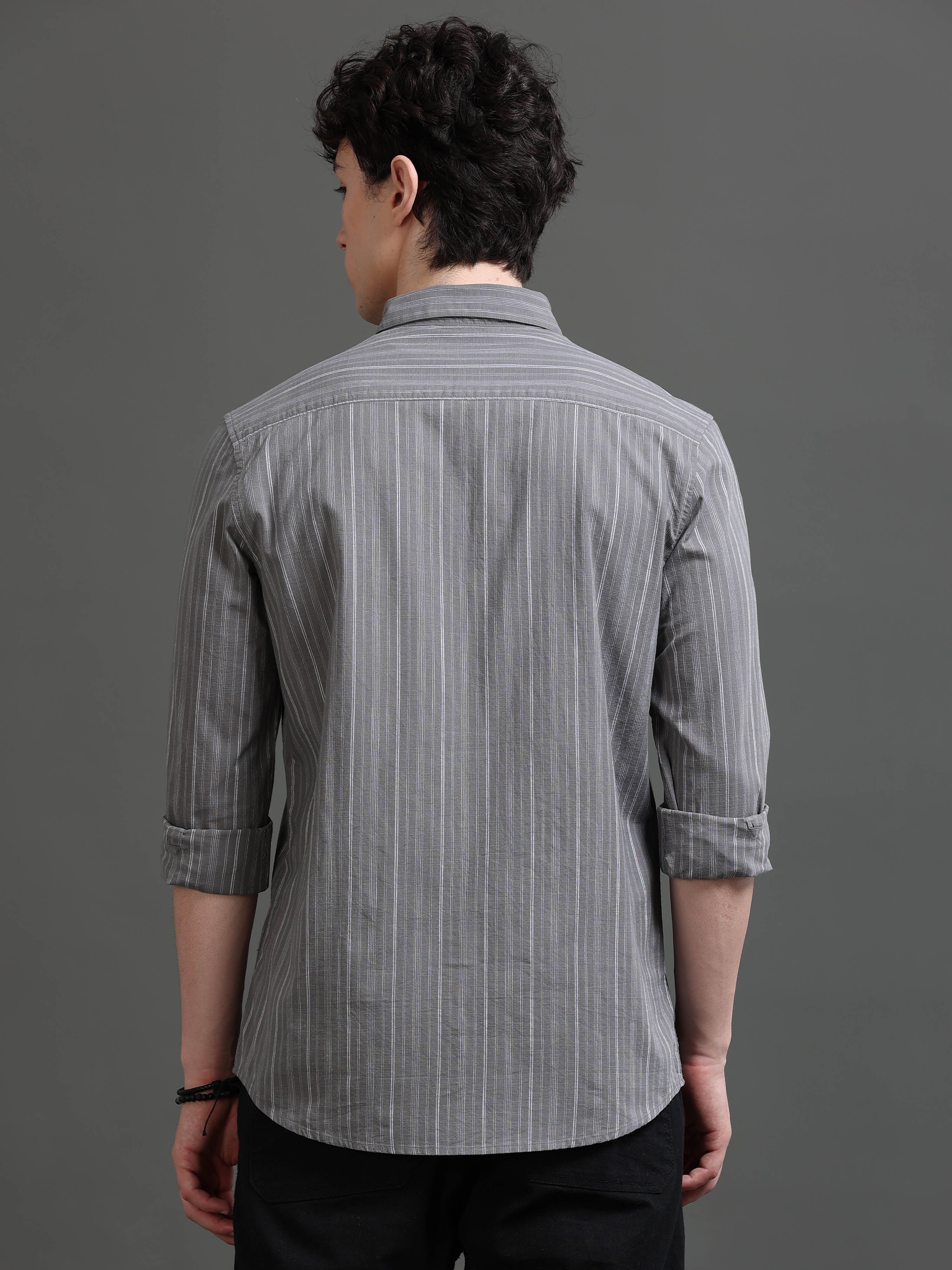 Men Smart Slim Fit Striped Casual Shirt
