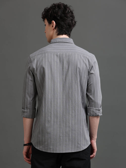 Men Smart Slim Fit Striped Casual Shirt