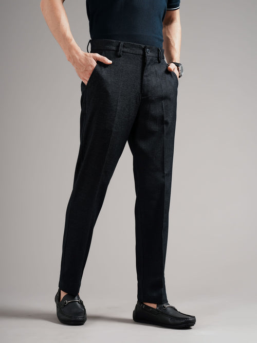 Men Tailored Straight Fit Low-Rise Trousers