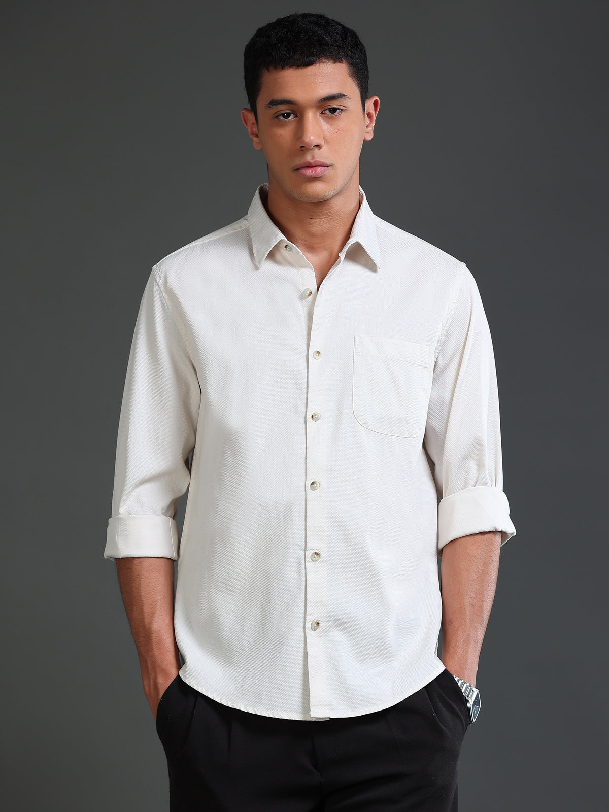 Men Dobby Solid Shirts