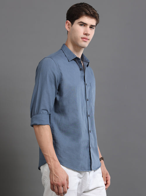Men Smart Cotton Linen Slim Fit Shirt