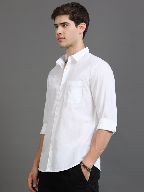 Men Smart Cotton Linen Slim Fit Shirt