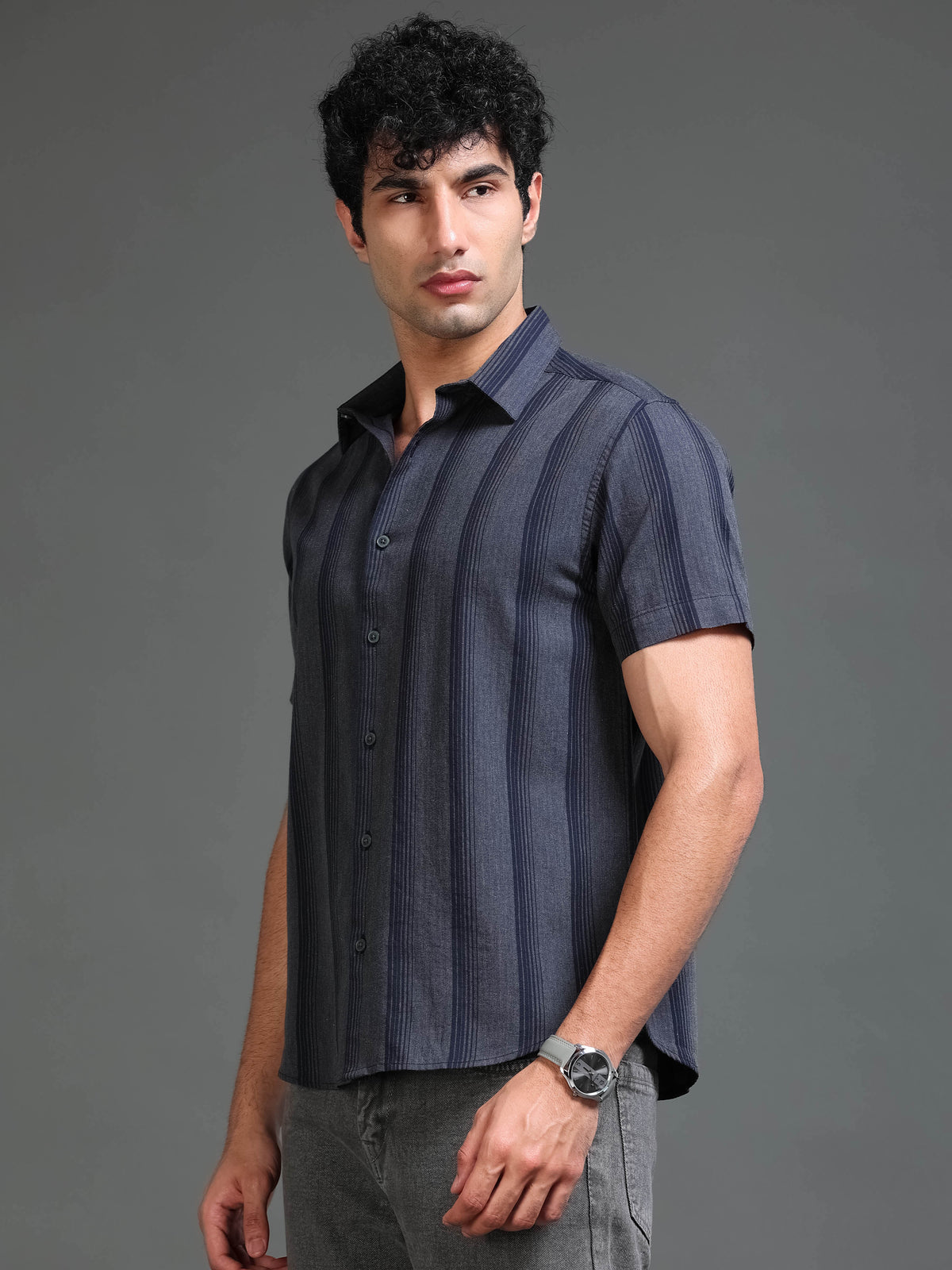 Men's Melange Twill Stripes Shirt
