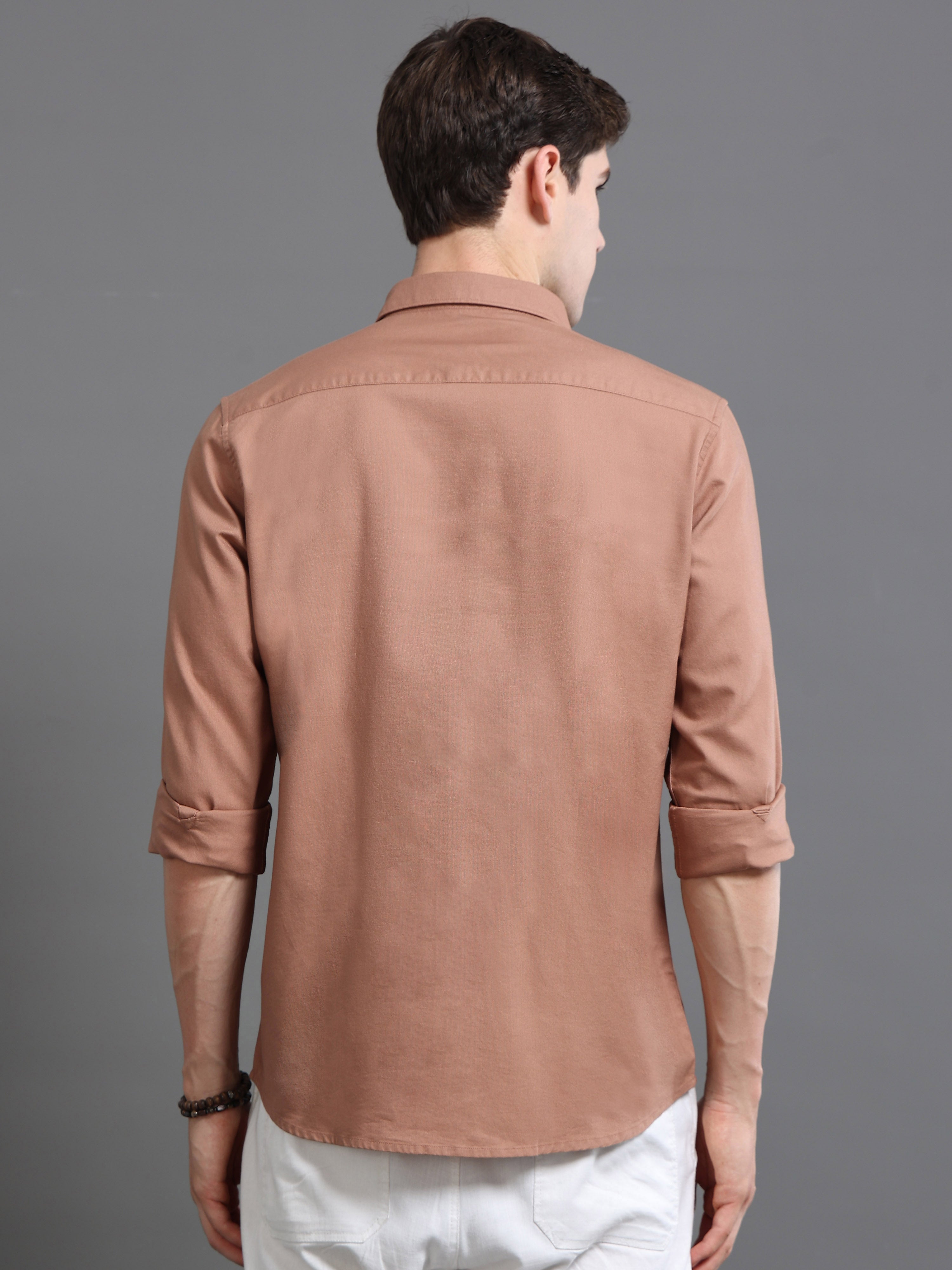 Men Oxford Embroidary Slim Fit Shirt