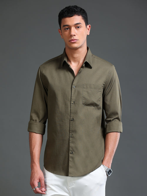 Men Dobby Solid Shirts