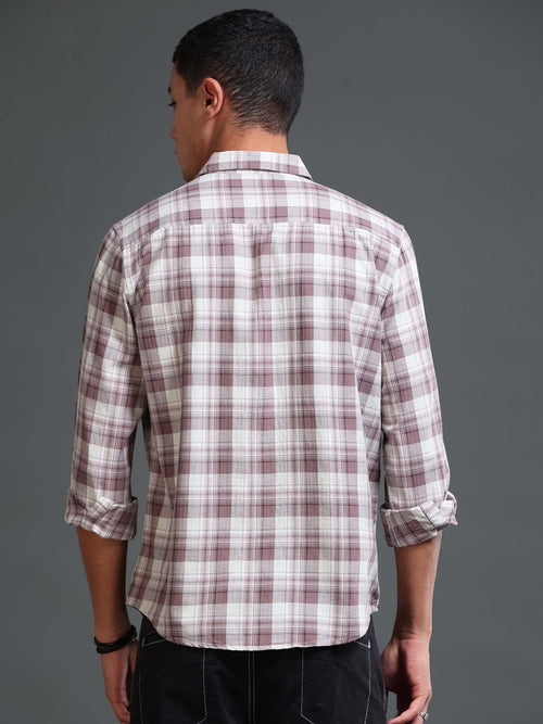 Men's Melange Twill Mauve Checks Shirts