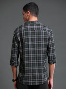 Men's Melange Twill Olive Checks Shirts