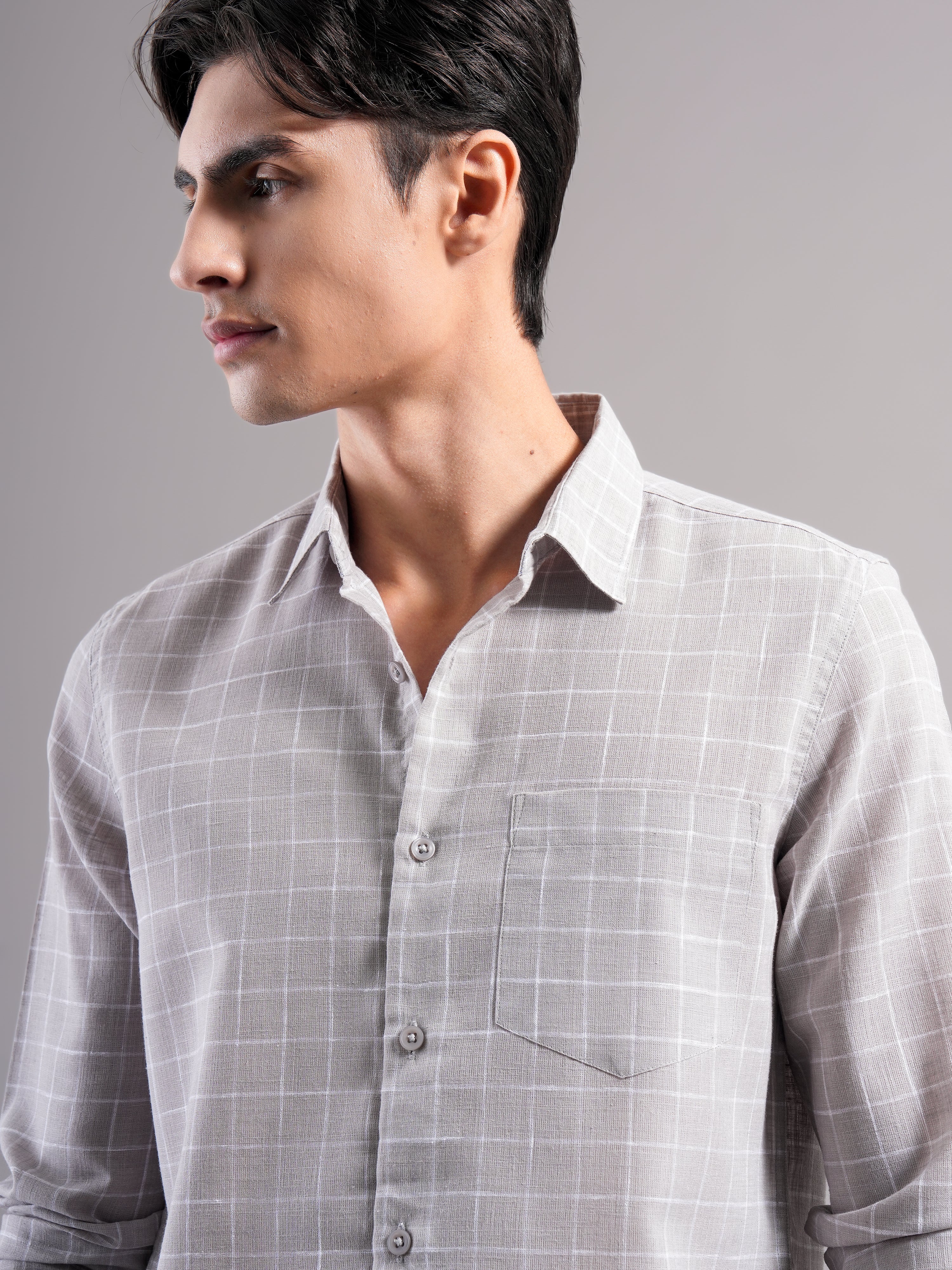 Men Smart Slim Fit Windowpane Checks Checked Casual Shirt