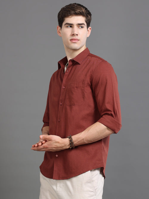 Men Smart Cotton Linen Slim Fit Shirt