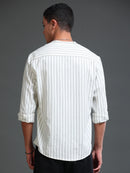 Men Stripes Cream Shirt