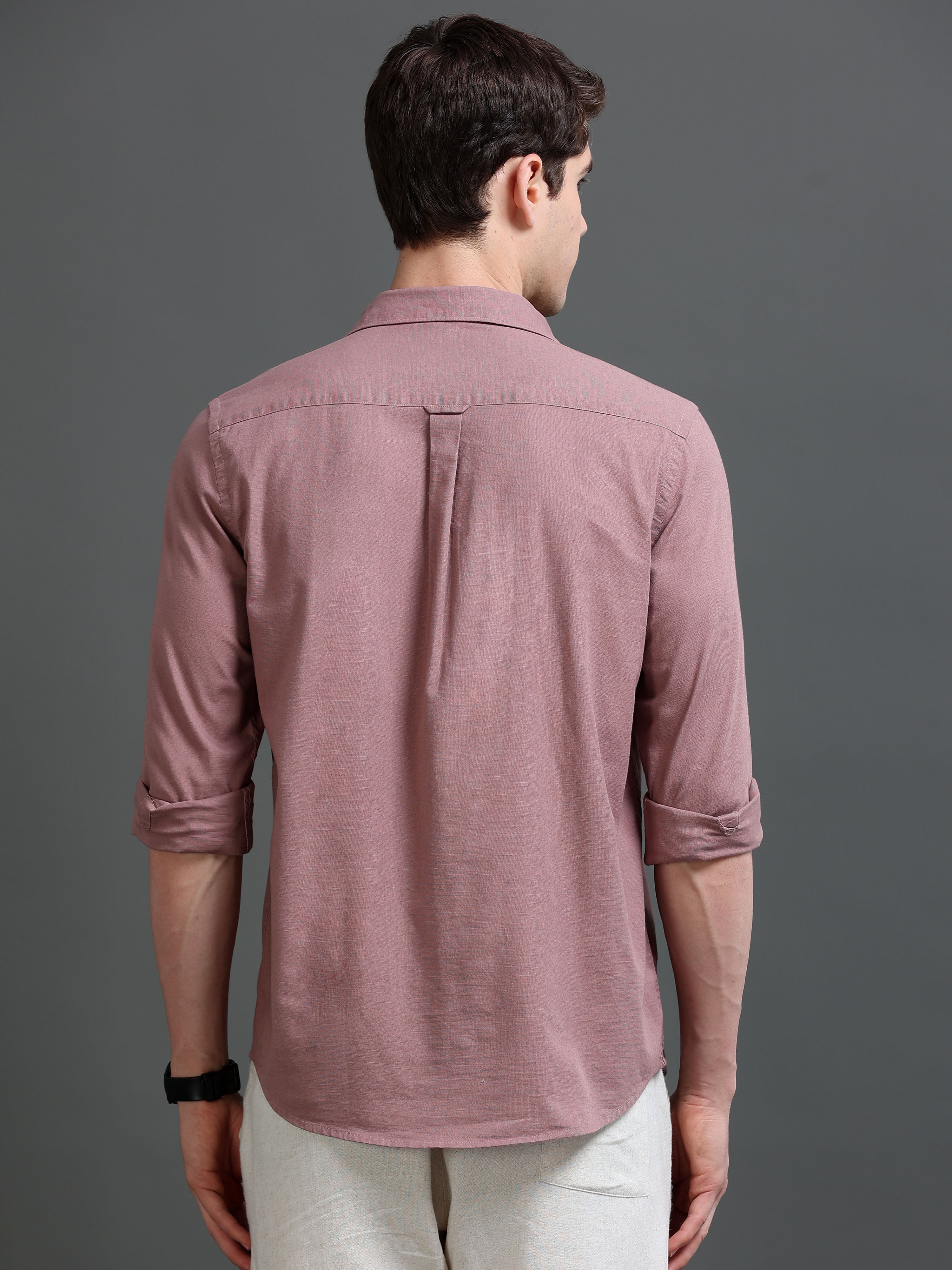 Men's Slub Slim Fit Solid Shirt
