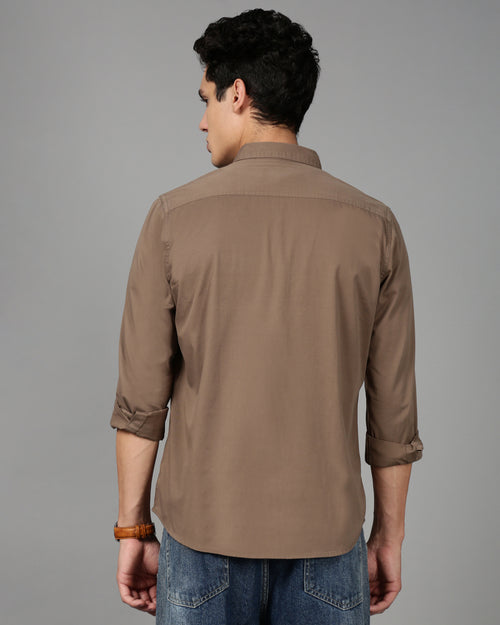 Men Smart Slim Fit Solid Button-Down Collar Cotton Casual Shirt