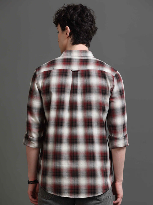 Men Smart Slim Fit Tartan Checks Checked Casual Shirt