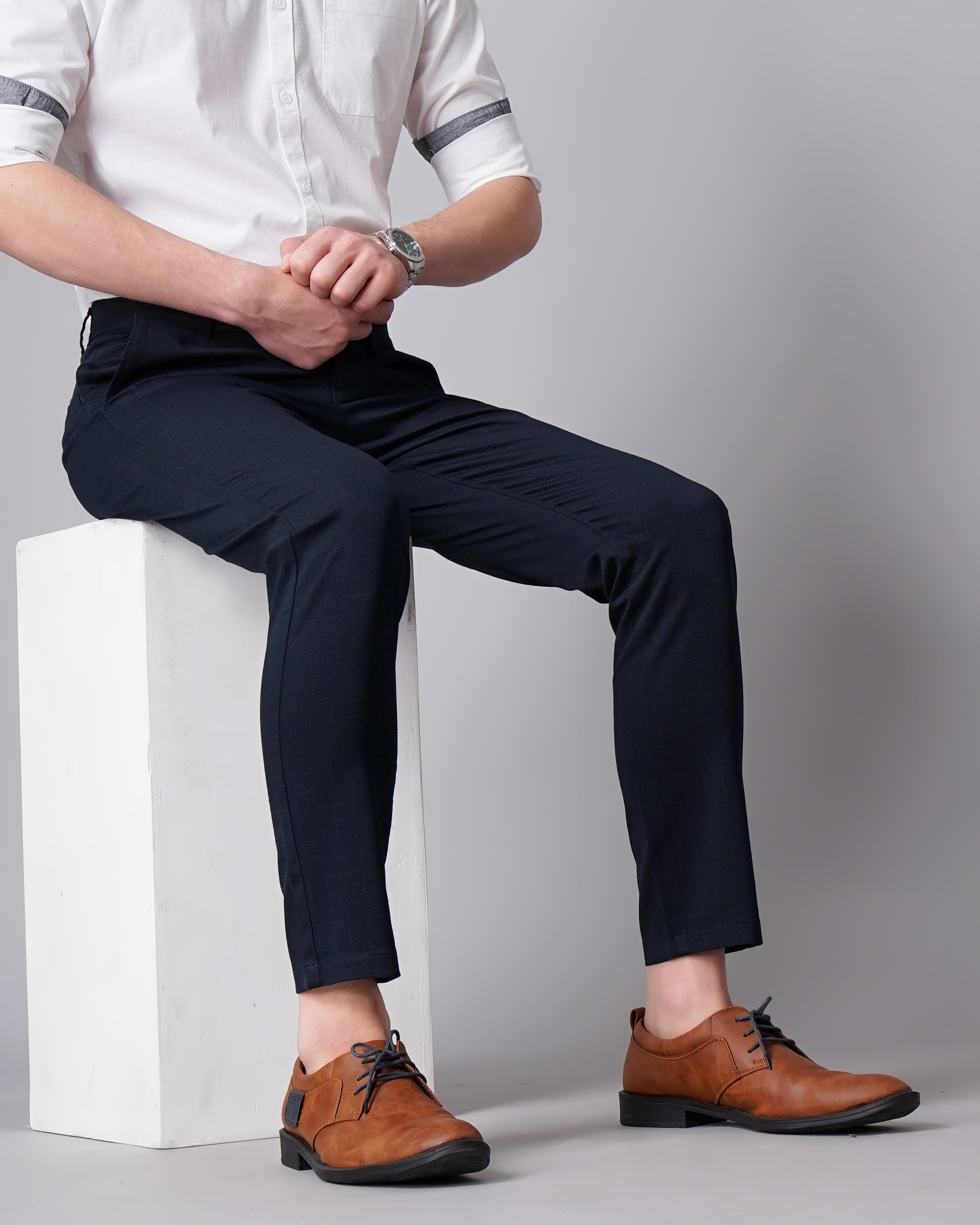 Slim Fit Flat-Front Trousers