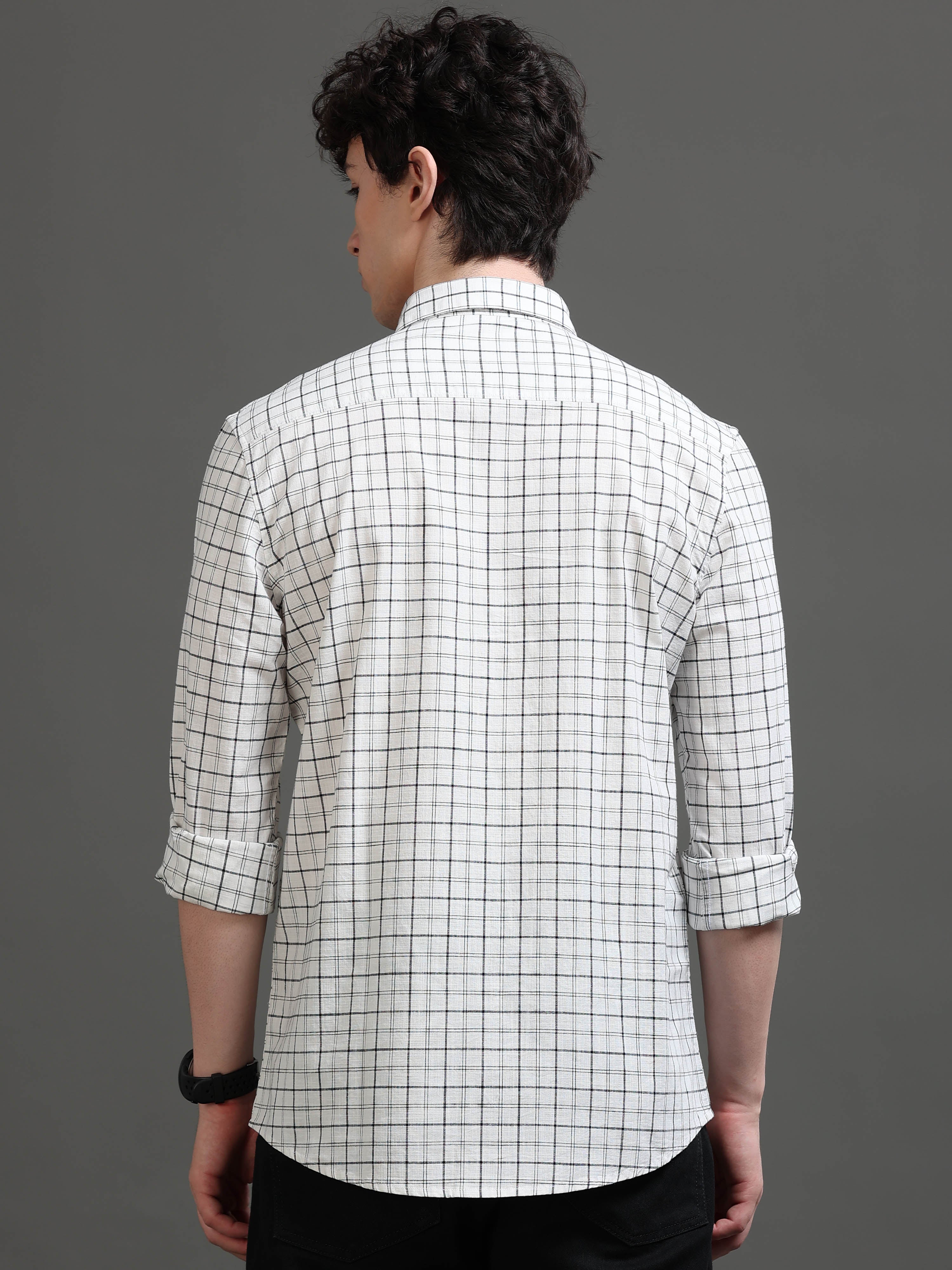 Men Smart Slim Fit Windowpane Checks Checked Casual Shirt