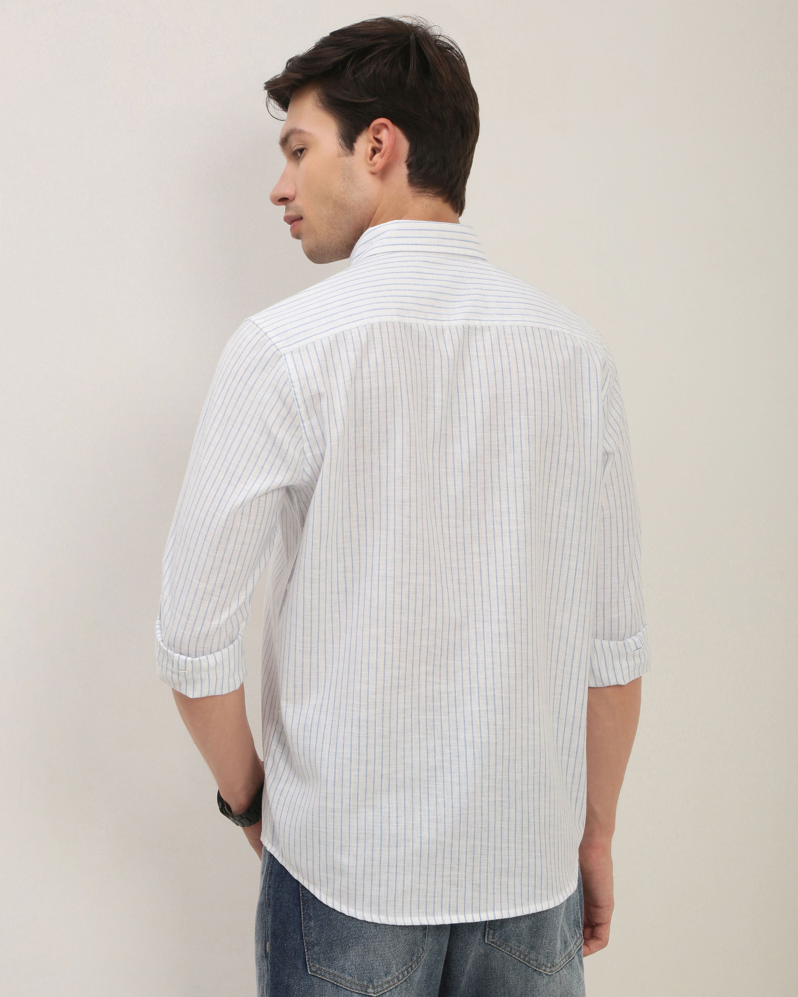Smart Slim Fit Striped Button-Down Collar Cotton Casual Shirt