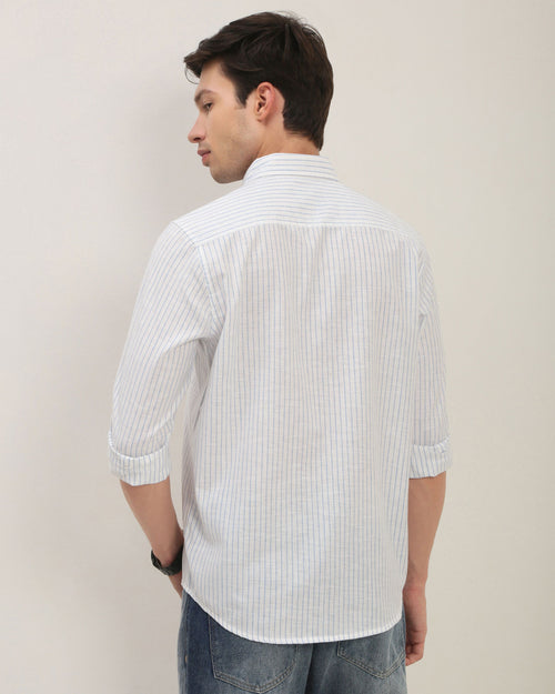 Smart Slim Fit Striped Button-Down Collar Cotton Casual Shirt