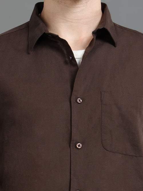 Men Smart Cotton Linen Slim Fit Shirt