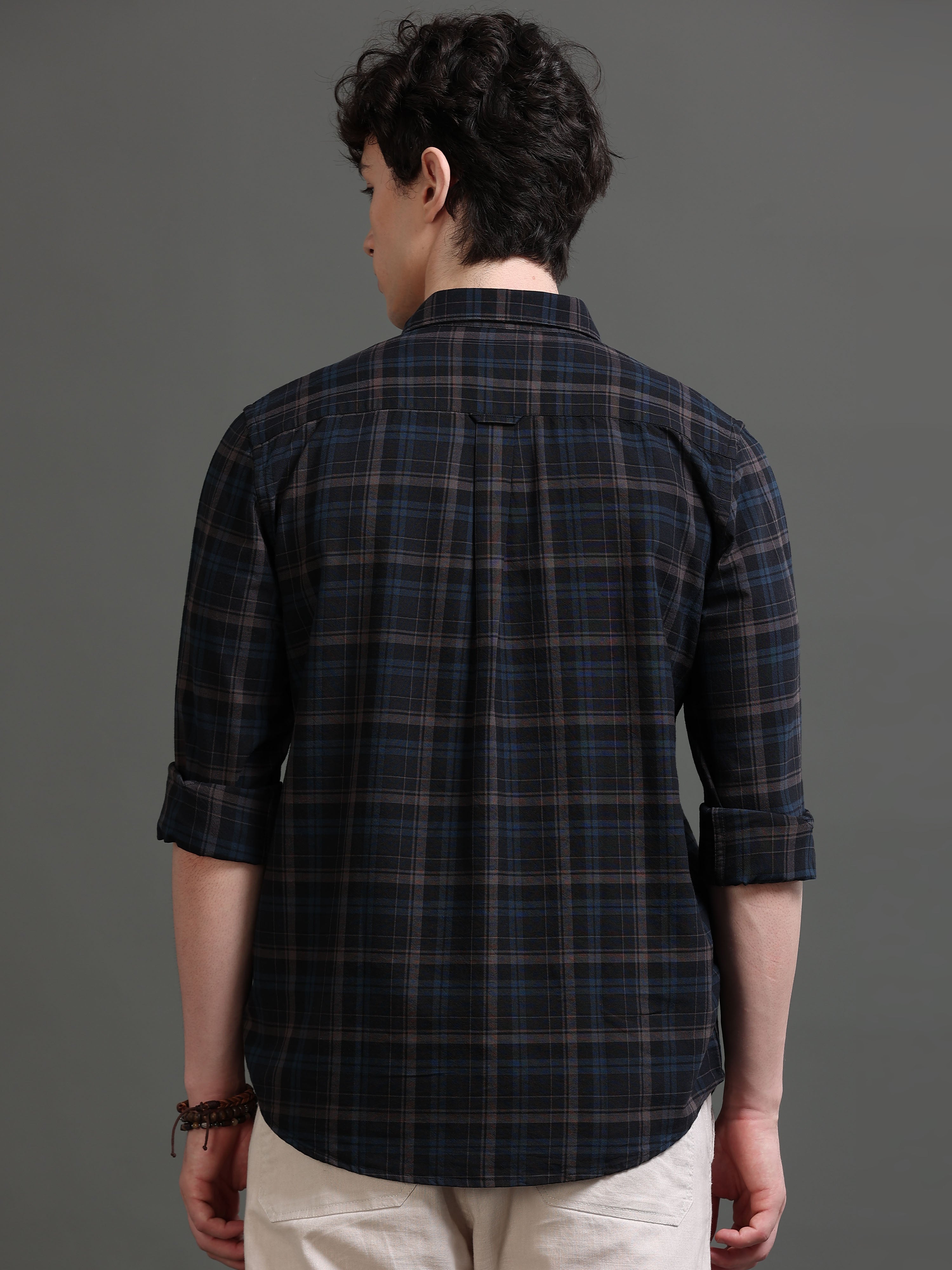 Men Smart Slim Fit Tartan Checks Checked Casual Shirt