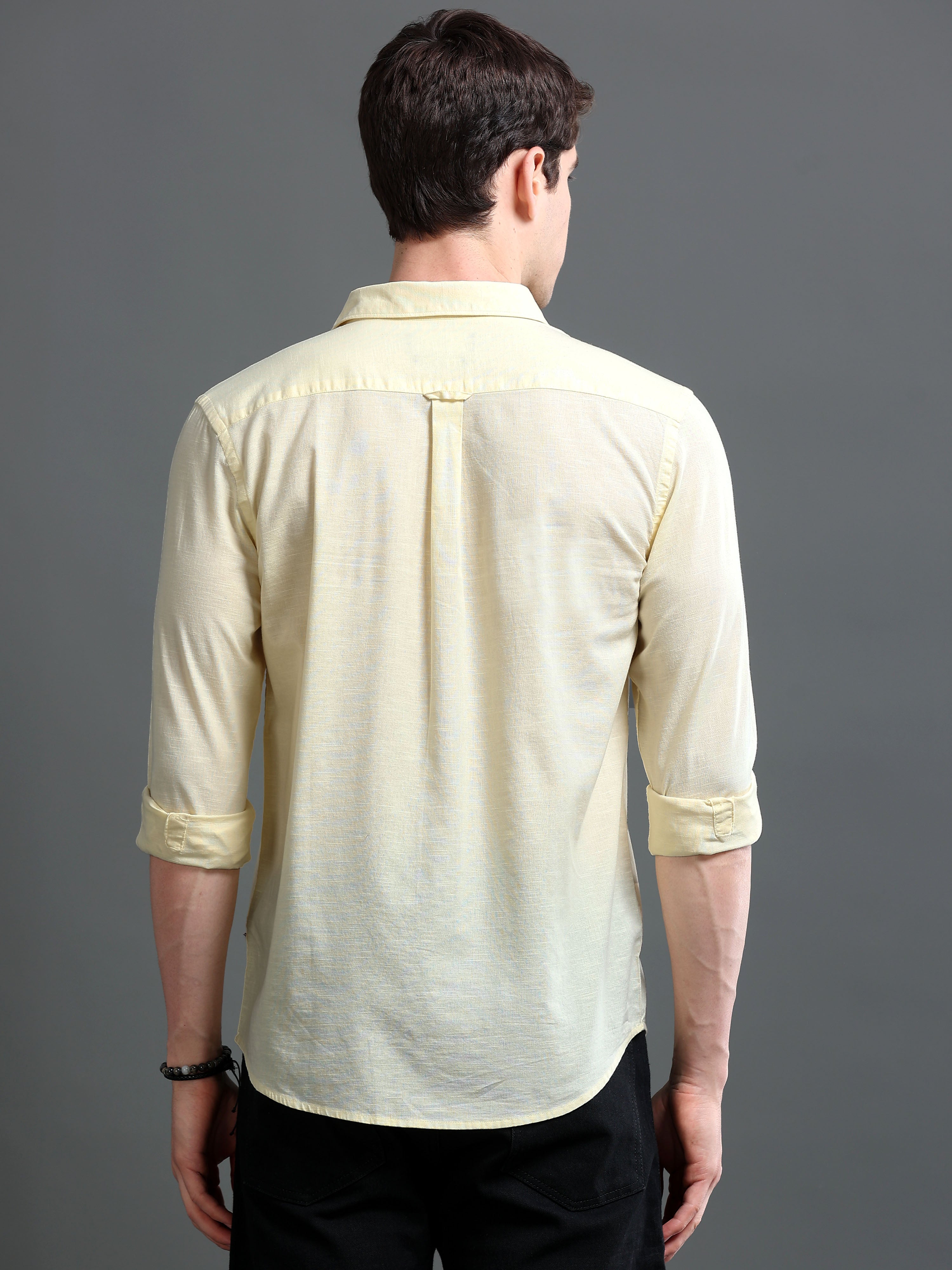 Men's Slub Slim Fit Solid Shirt