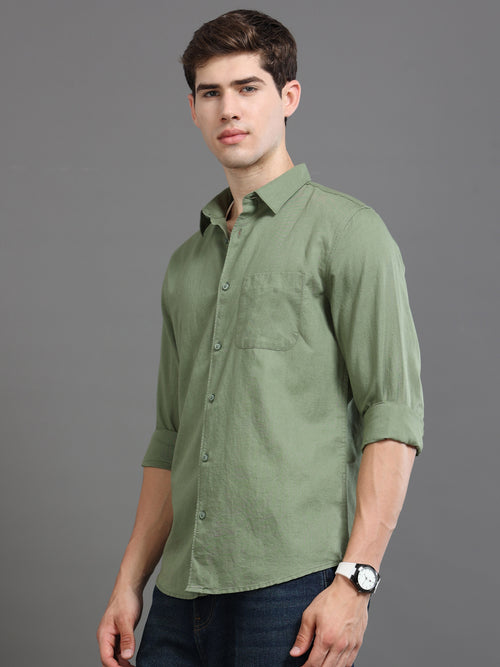 Men Smart Cotton Linen Slim Fit Shirt