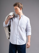 Men Striped Button-Down Collar Smart Slim Fit Shirt