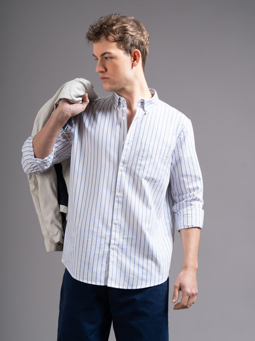 Men Striped Button-Down Collar Smart Slim Fit Shirt