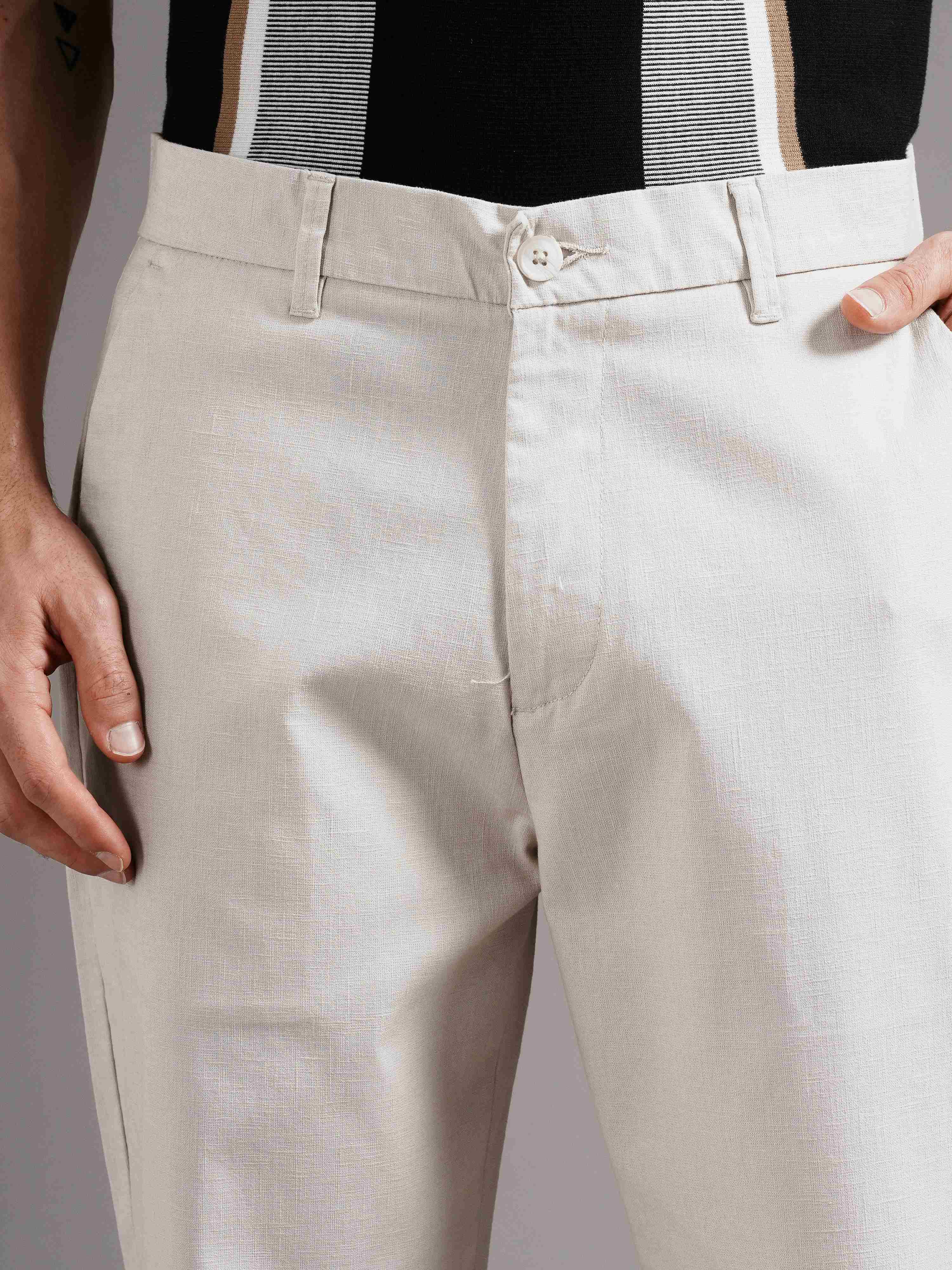 Men Tailored Straight Fit Low-Rise Trousers